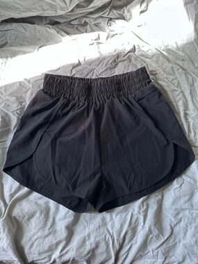 Women's Black Elastic Waist Athletic Shorts